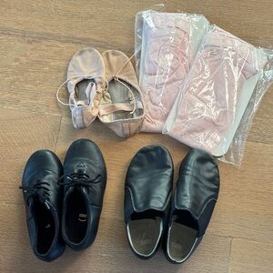 Black and Pink Dance Shoes/Tights Set
